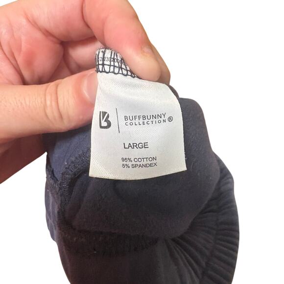 BuffBunny Navy Drawstring Sweatpant Joggers Large Athleisure Loungewear Fleece - Picture 10 of 11